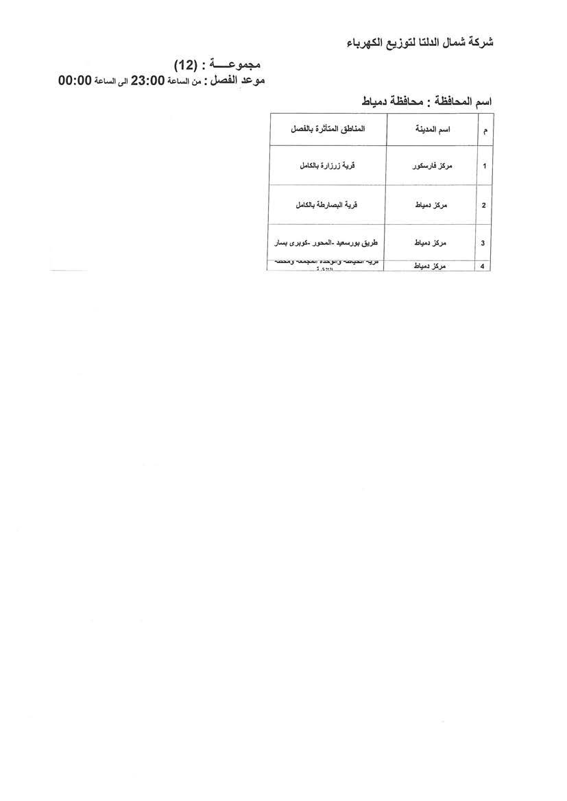 جدول مواعيد تخفيف أحمال الكهرباء في محافظة دمياط 2322