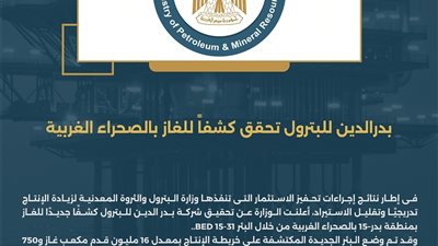 بدرالدين للبترول تحقق كشفاً للغاز بالصحراء الغربية  