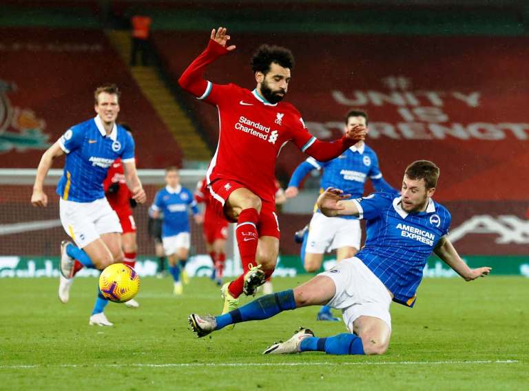 محمد صلاح في مباراة ليفربول وبرايتون بالدوري الإنجليزي