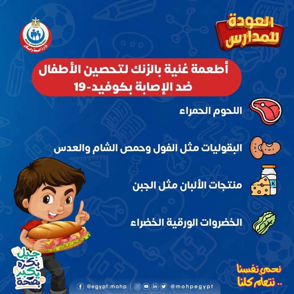 الأطعمة الغنية بالزنك لأطفال المدارس منعا لعدوى كورونا