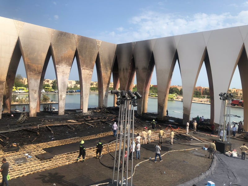 جانب من حريق مسرح مهرجان الجونة