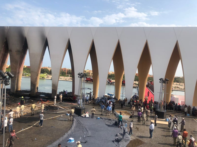 جانب من حريق مسرح مهرجان الجونة