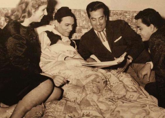 صورة نادرة لعبد الحليم حافظ مع فريد الأطرش و صباح و محرم فؤاد