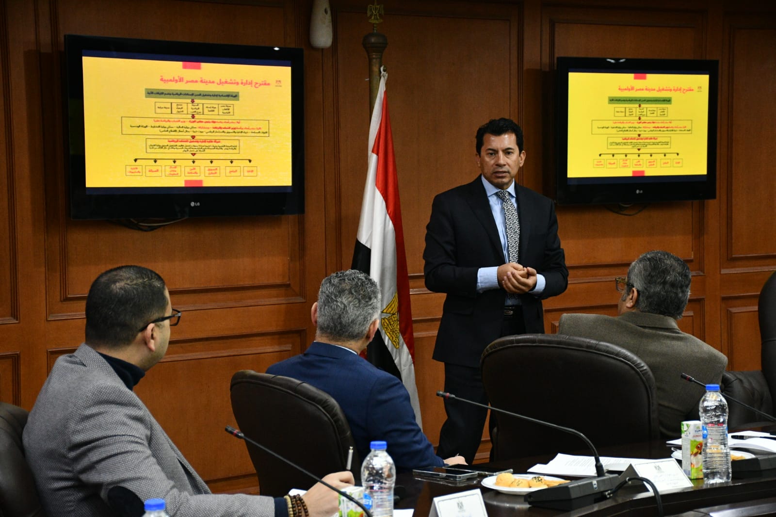 وزير الرياضة خلال مناقشة مقترح إدارة وتشغيل مدينة مصر الدولية للألعاب الأوليمبية
