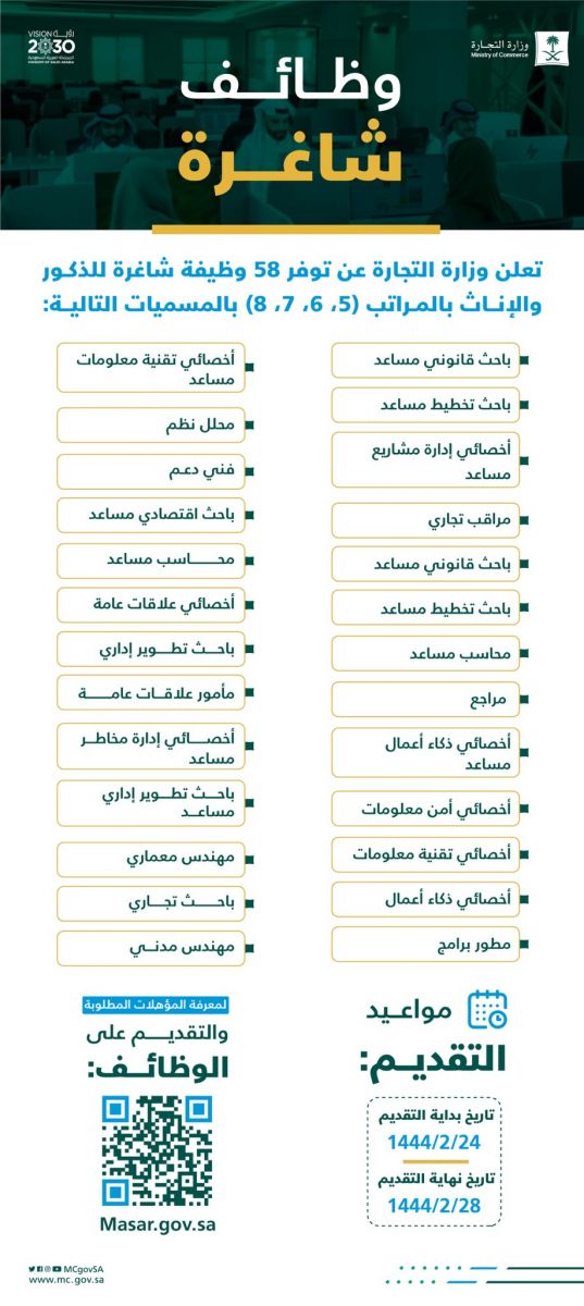 وظائف وزارة التجارة السعودية