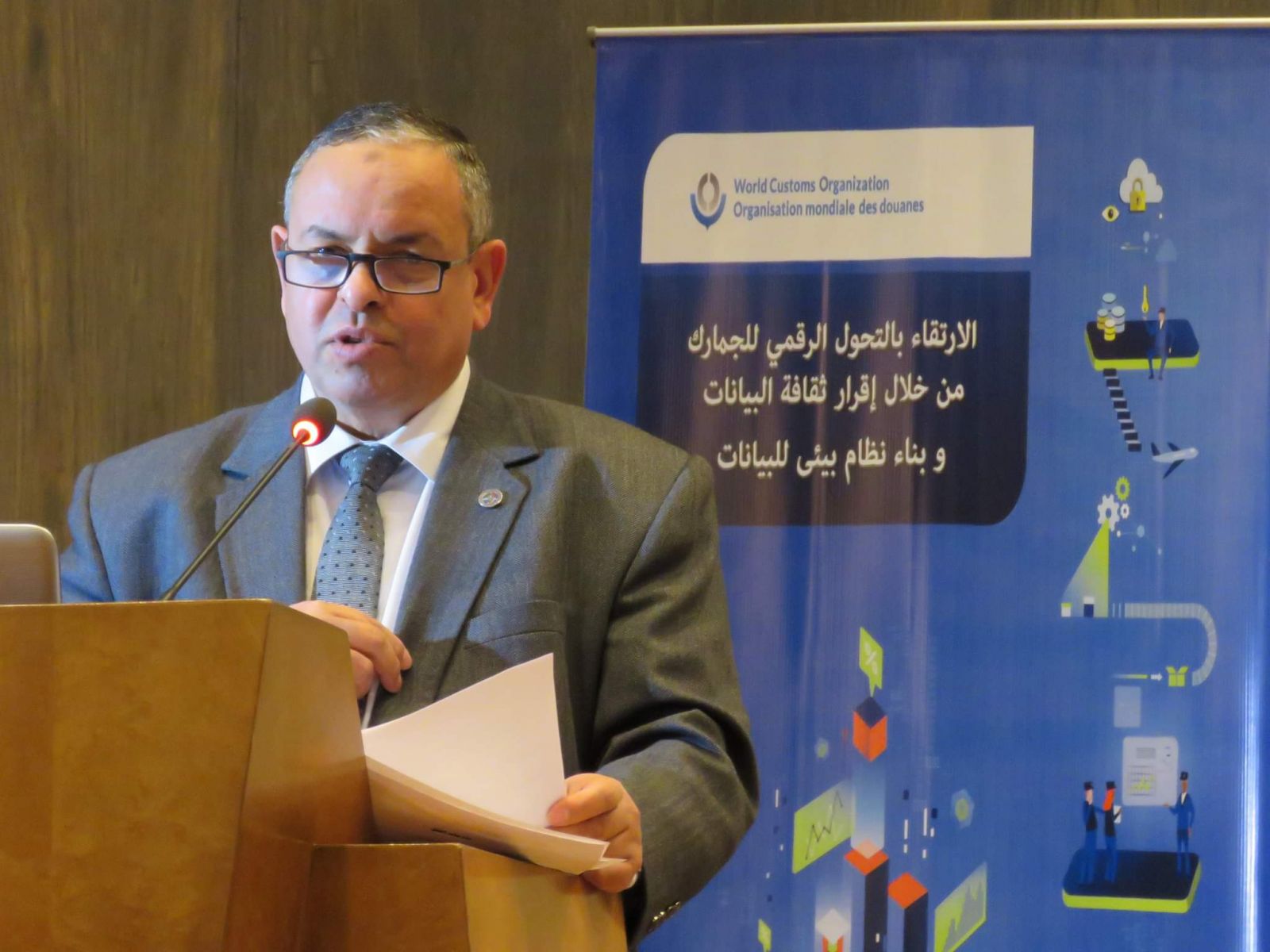 الشحات غتورى رئيس مصلحة الجمارك خلال الاحتفال باليوم العالمي للجمارك 