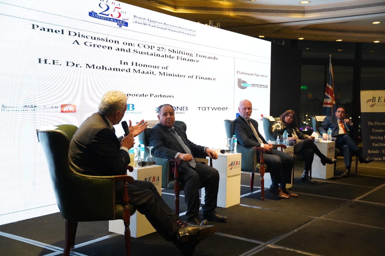 الدكتور محمد معيط وزير المالية خلال لقائه مع الجمعية المصرية البريطانية 