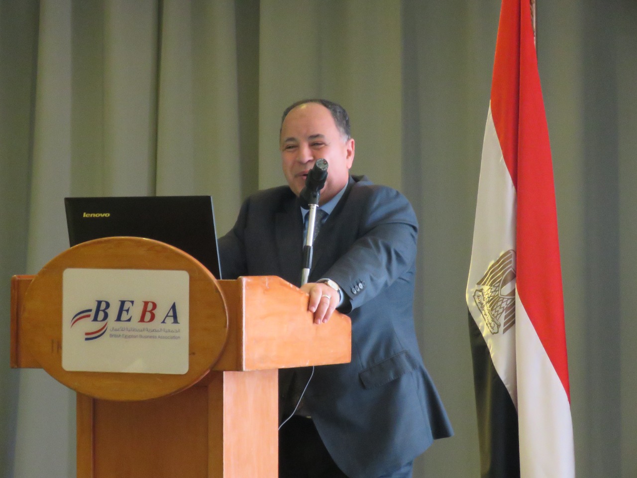 الدكتور محمد معيط وزير المالية خلال لقائه مع الجمعية المصرية البريطانية 