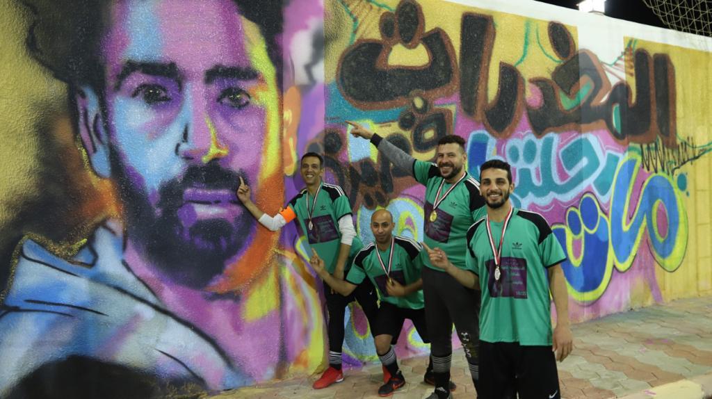 لوحة جرافيتي رسمها المتعافين للنجم محمد صلاح بطل حملة أنت أقوى من المخدرات