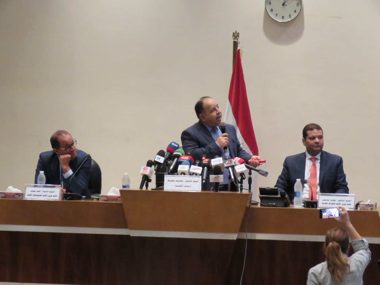 الدكتور محمد معيط وزير المالية خلال مؤتمر صحفي 
