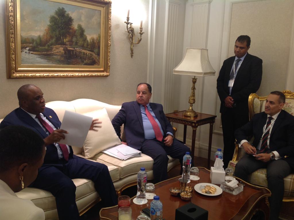 د. محمد معيط وزير المالية خلال منتدى مصر للتعاون الدولي والتمويل الإنمائي واجتماع وزراء المالية والاقتصاد والبيئة الأفارقة