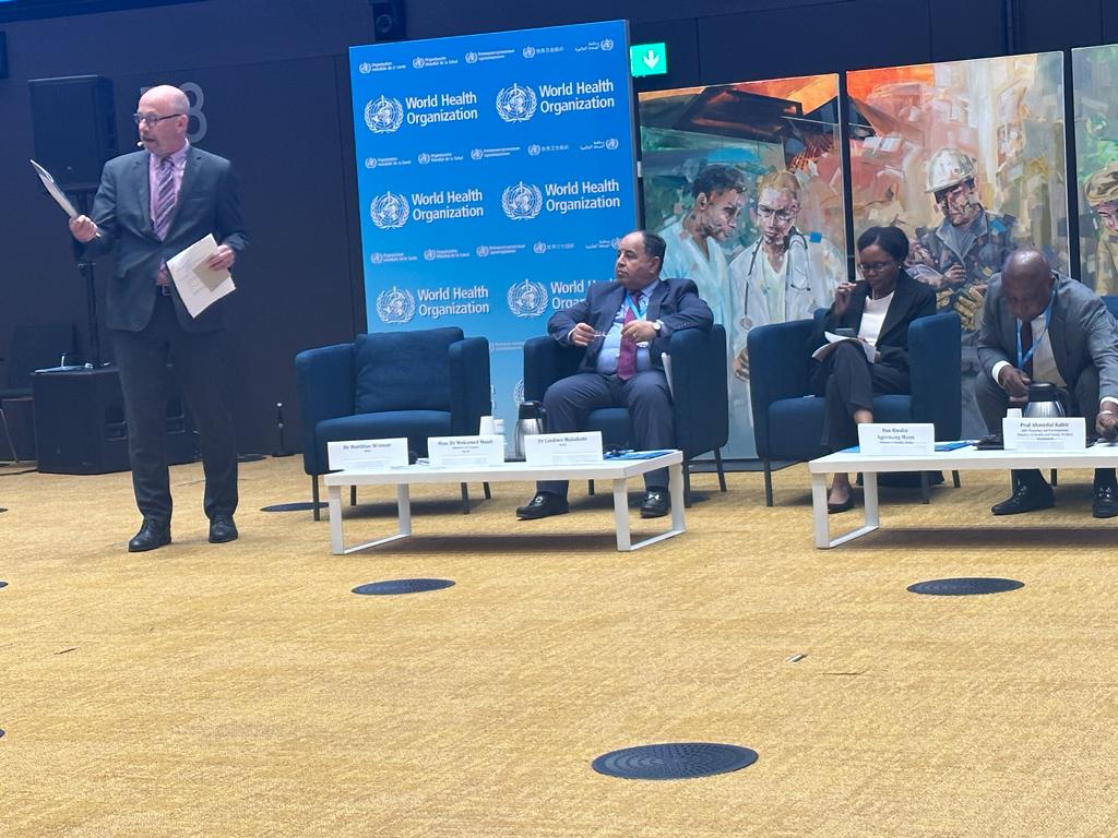 الدكتور محمد معيط وزير المالية خلال منتدى منظمة الصحة العالمية للموارد البشرية بجنيف