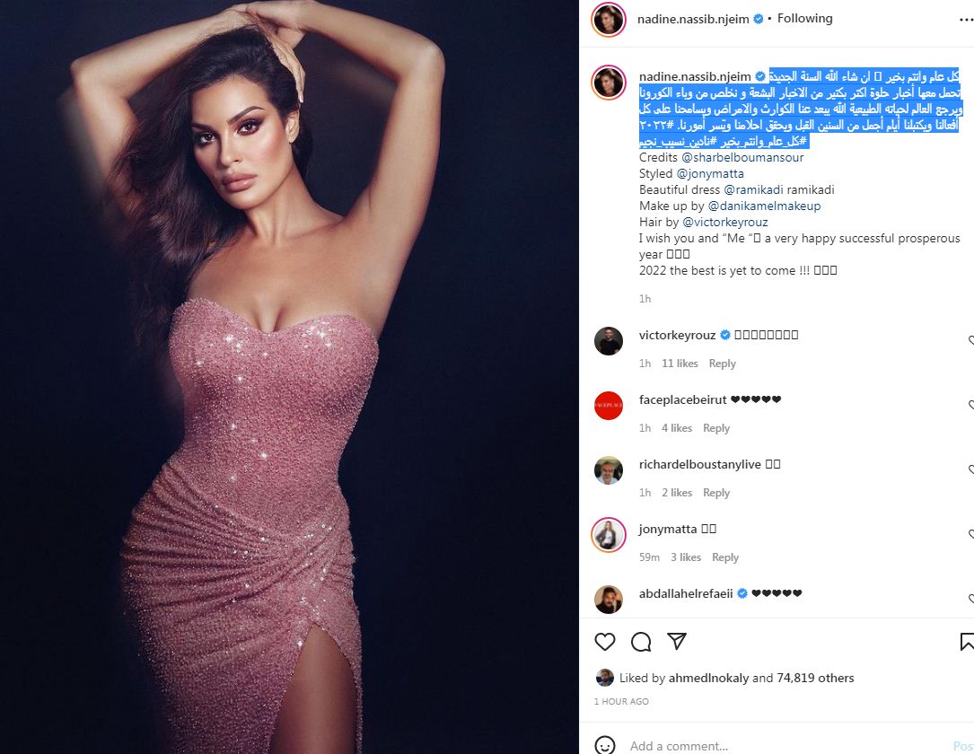  نادين نسيب نجيم  تحتفل بليلة رأس السنة 2022
