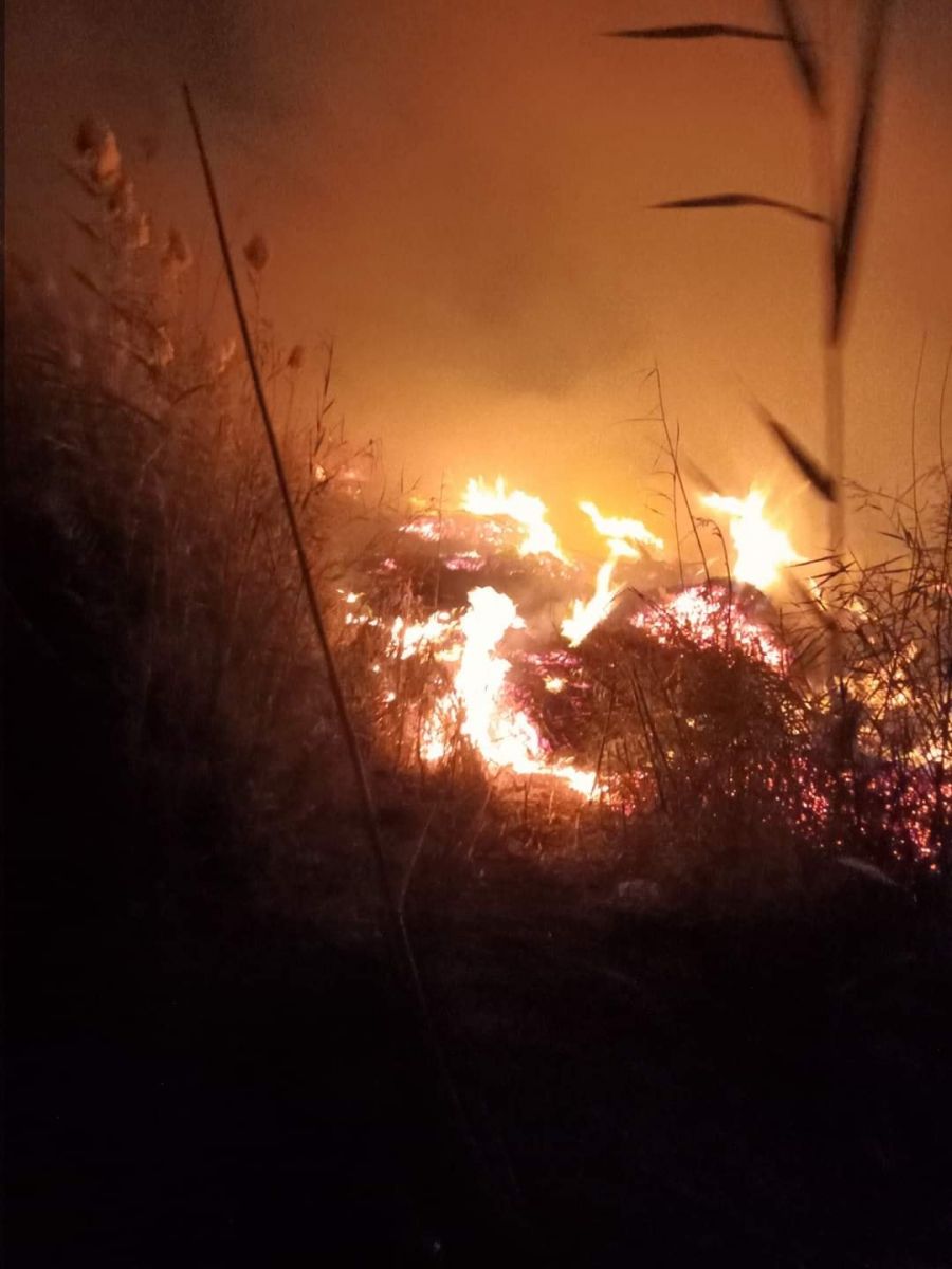 حريق قطعة أرض في قرية غمازة بالصف