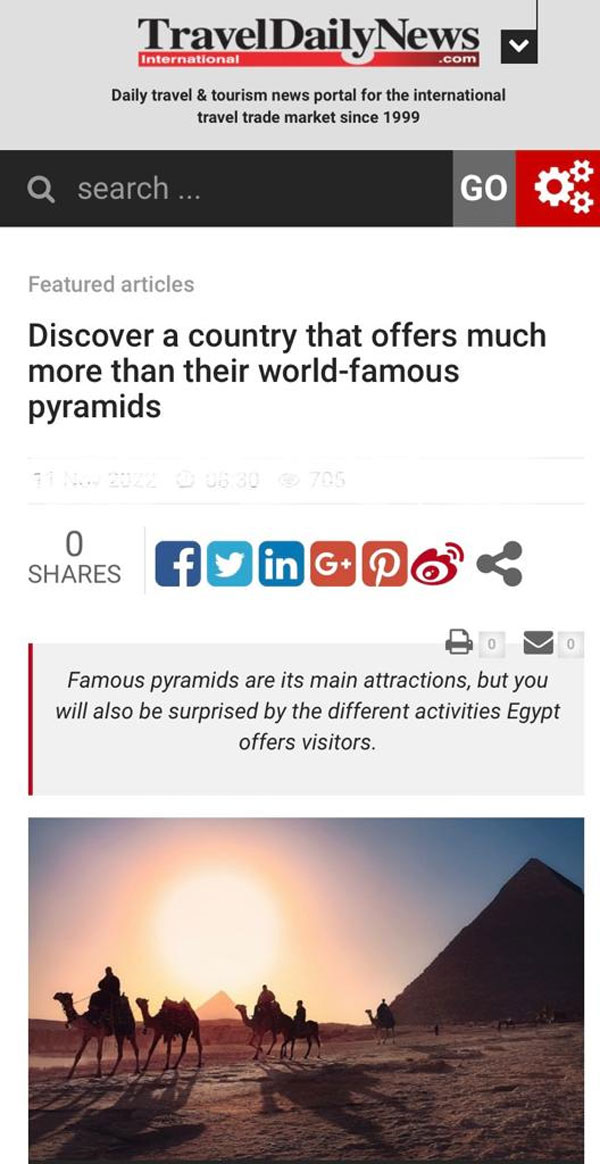 يدعو السائحين لزيارة المقصد السياحي المصري 