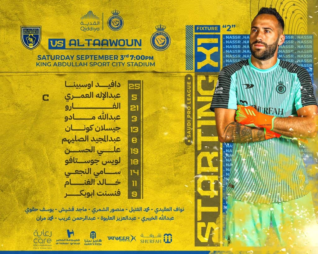 تشكيل النصر لمواجهة التعاون في الدوري السعودي